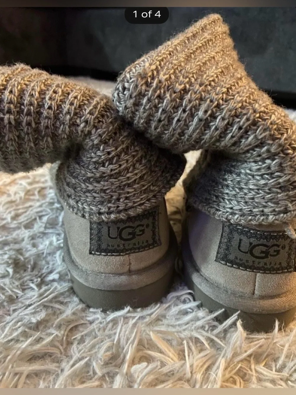 UGG Kids Knit Cuff Slipper Boots in Taupe